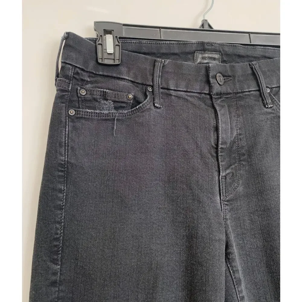 Black Guilty as Sin MOTHER Looker Ankle Fray Jeans 29